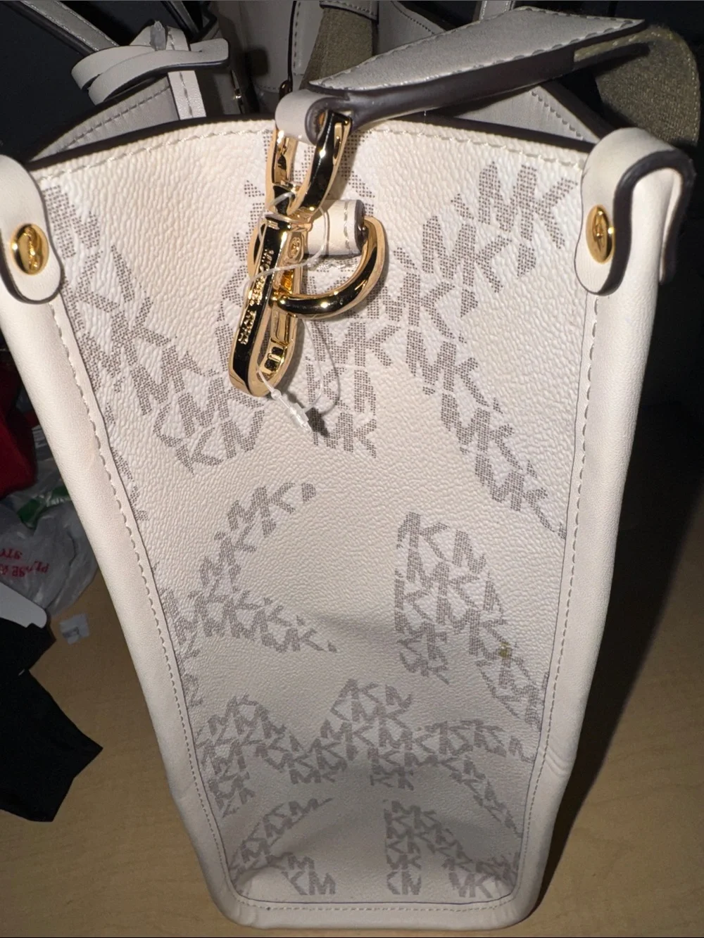Michael Kors Cream Logo Tote with Neutral MK Print